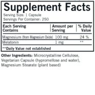 Alternative view of Melatonin Plus Magnesium Capsules - Hypo 250 ct