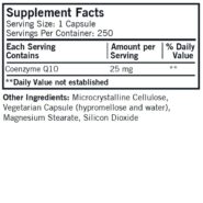 Alternative view of Coenzyme Q10 25 mg Capsules - Hypo 250 ct