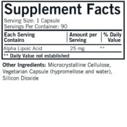 Alternative view of Alpha Lipoic Acid 25 mg Capsules - Hypo 90 ct