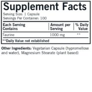 Alternative view of L-Taurine 1000 mg Capsules - Hypo 100 ct