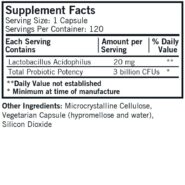 Lactobacillus Acidophilus Capsules - Hypo 120 ct - Image 2