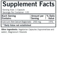 Alternative view of Calcium Bisglycinate Chelate 200 mg (without Vitamin D-3) - Hypoallergenic - 120 capsules