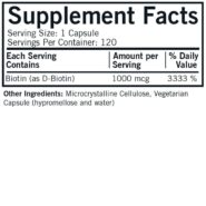 d-Biotin 1000 mcg - Hypoallergenic - 120 capsules - Image 3
