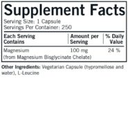 Alternative view of Magnesium-Bisglycinate Chelate - Hypoallergenic - 250 capsules