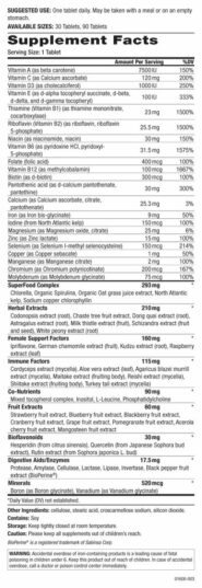 One 'n' Only Women - 90 tablets - ingredients