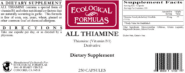 All Thiamine (fat soluble B1 - TTFD, 50mg capsule)