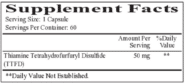 All Thiamine (fat soluble B1 - TTFD, 50mg capsule)