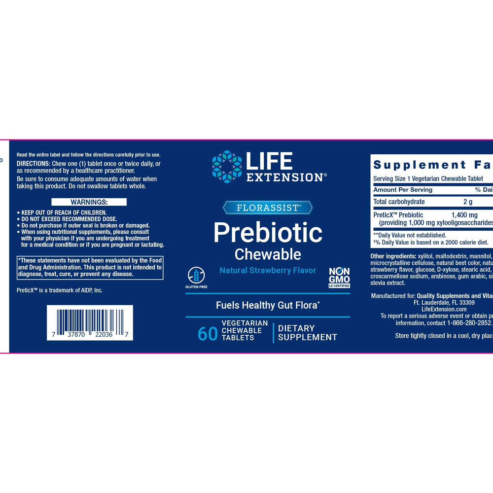FLORASSIST Prebiotic Chewable label