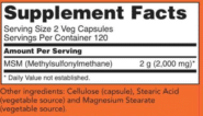 M.S.M 1000mg - 240 capsules - Image 2