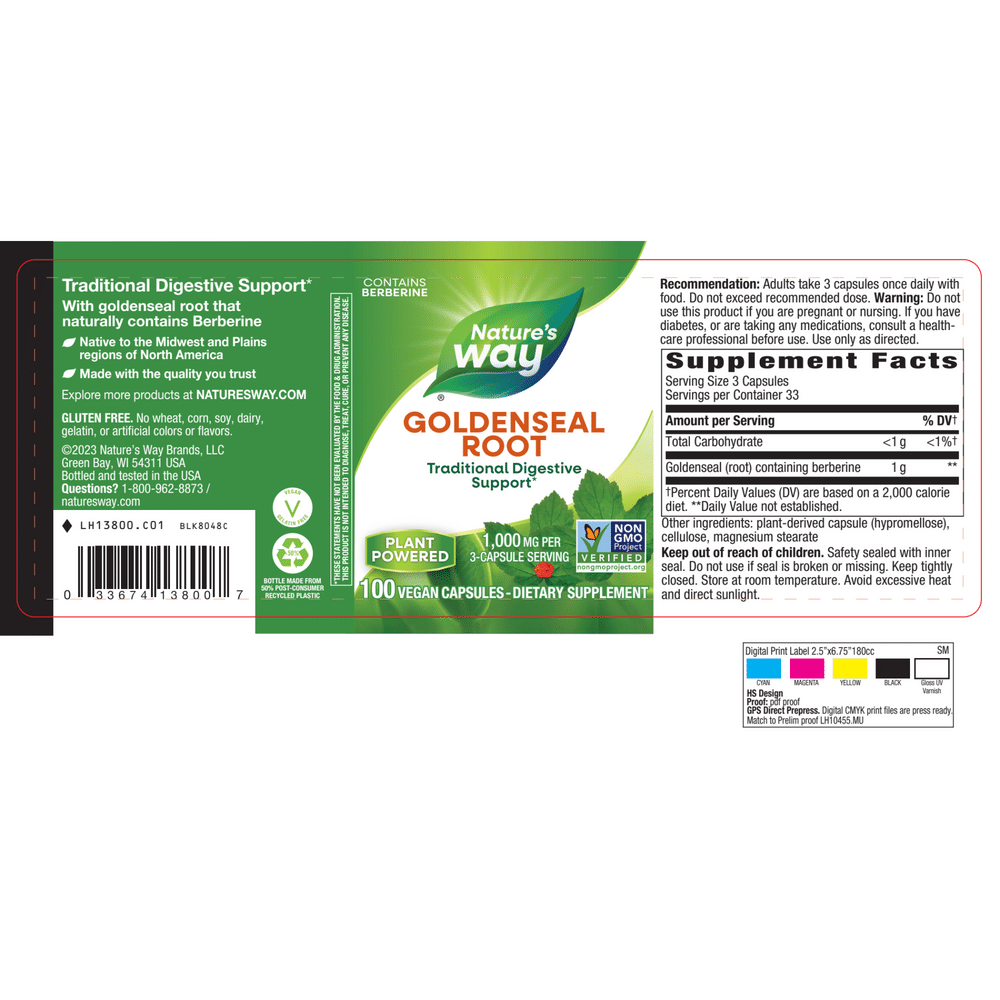 Goldenseal Root 1000mg - 100 capsules - Image 3