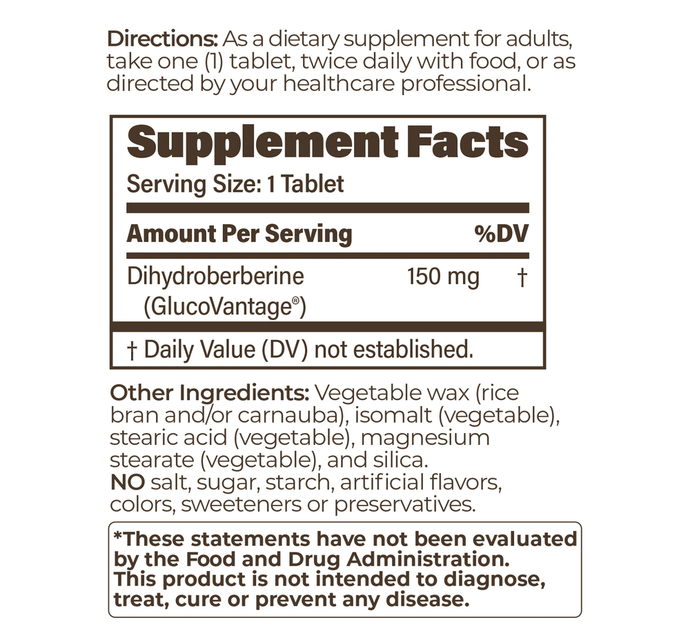 Dihydroberberine SR 150mg facts