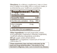 PepzinGI 75mg Zinc L-Carnisine - 60 Chewable tablets facts