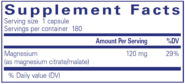 Alternative view of Magnesium (Citrate/Malate) - 180 capsules