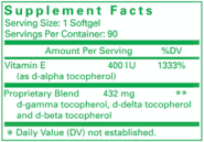 Alternative view of Unique E Tocopherols 90 softgels