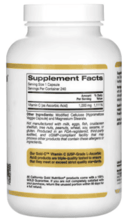 Alternative view of California Gold Nutrition, Gold C, USP Grade Vitamin C, 1,000 mg, 240 Veggie Capsules
