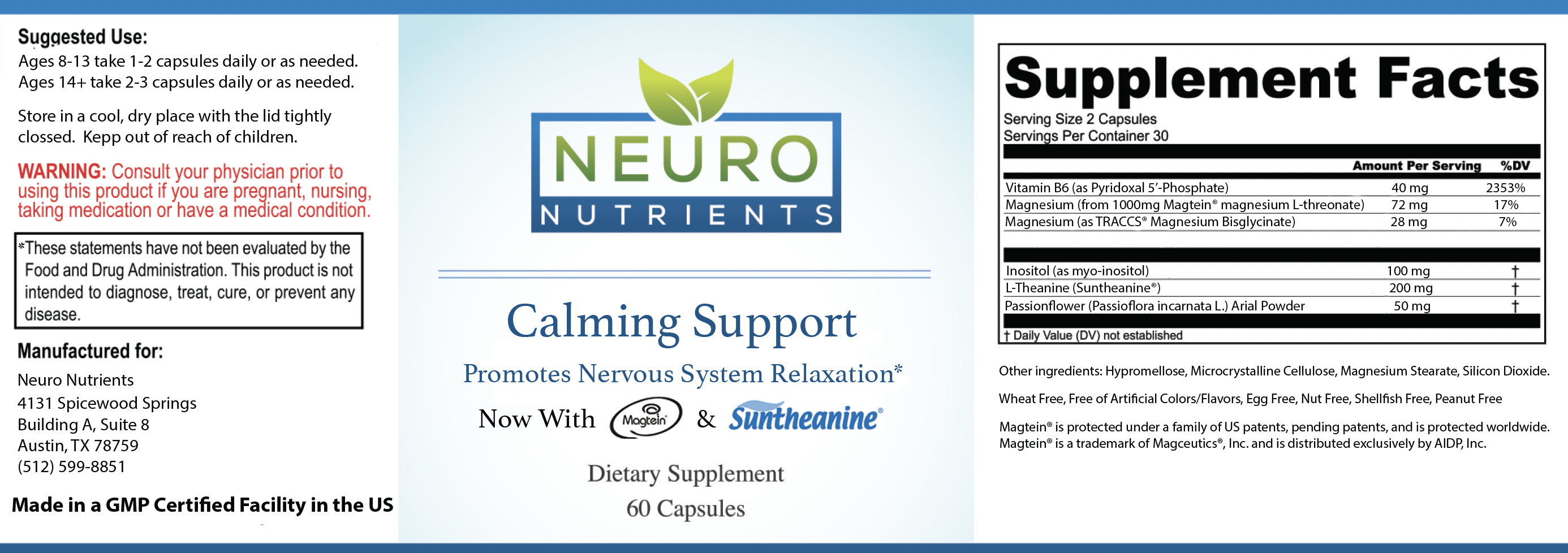 Calming Support facts