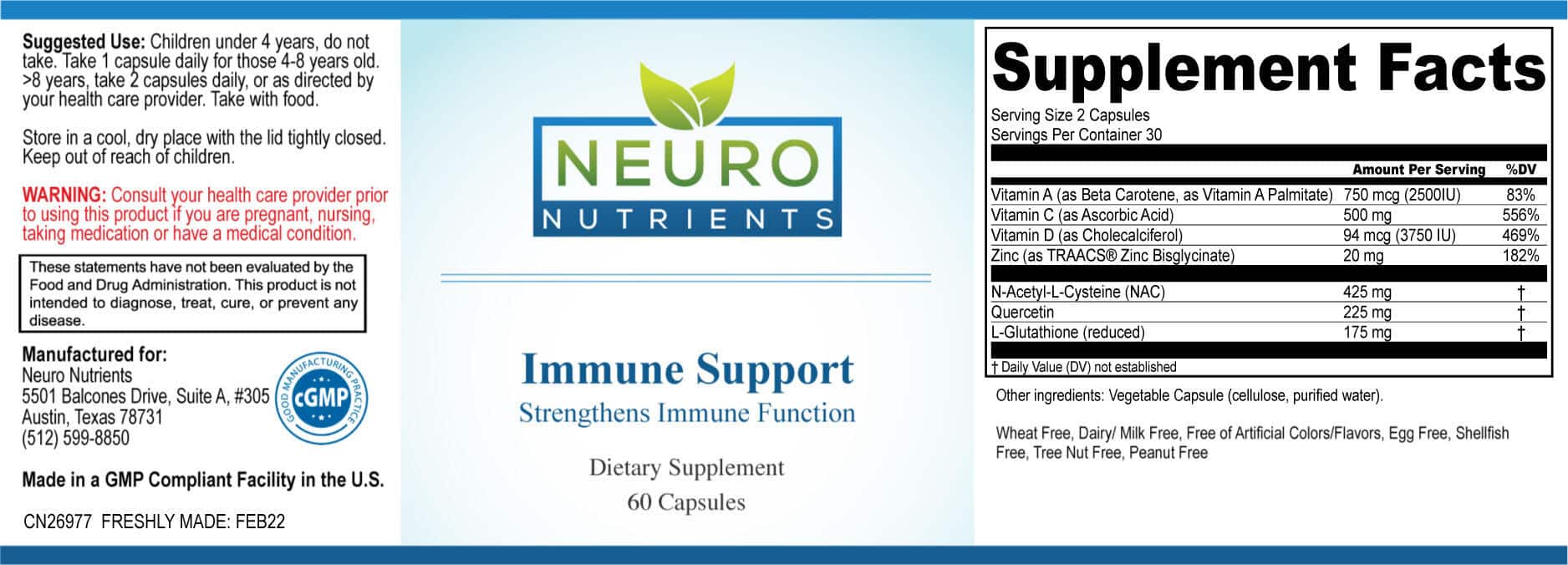 Immune Support - 60 capsules facts
