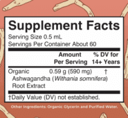 Organic Ashwagandha Root Liquid Drops facts