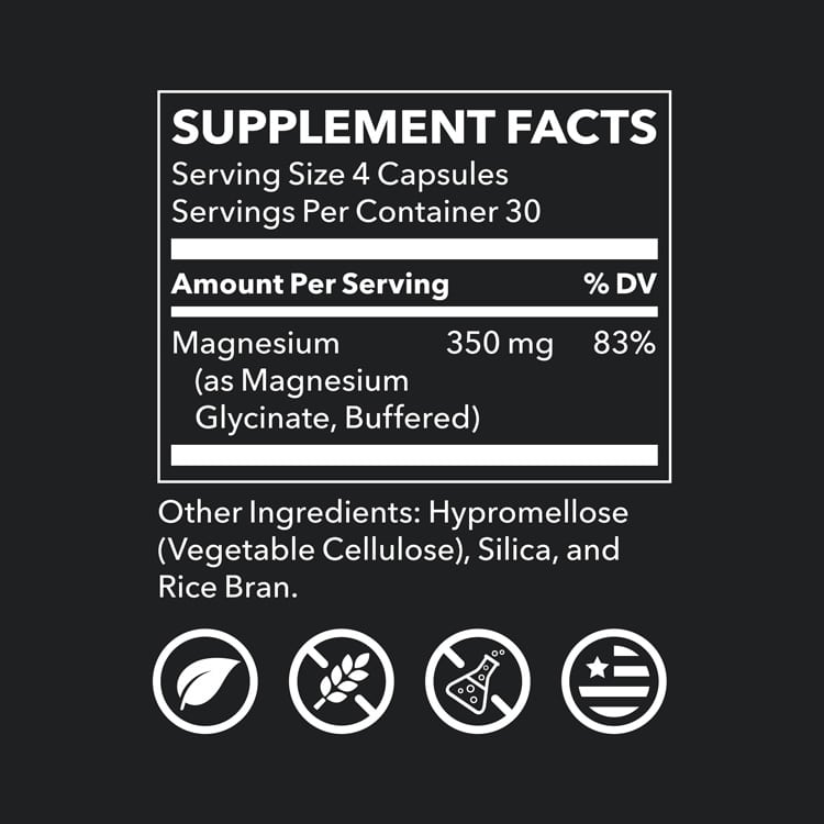 Magnesium Glycinate (350mg) - 120 capsules - Image 2
