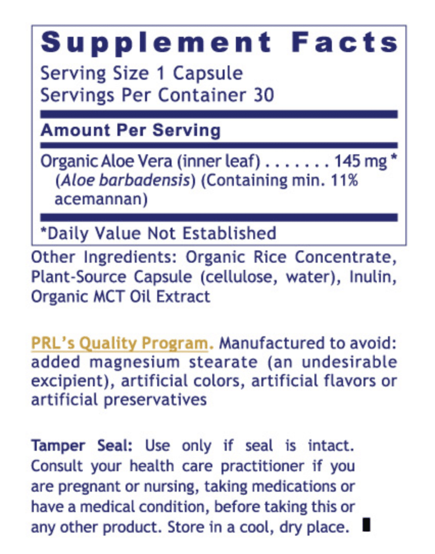 Premier Aloe - 30 capsules facts