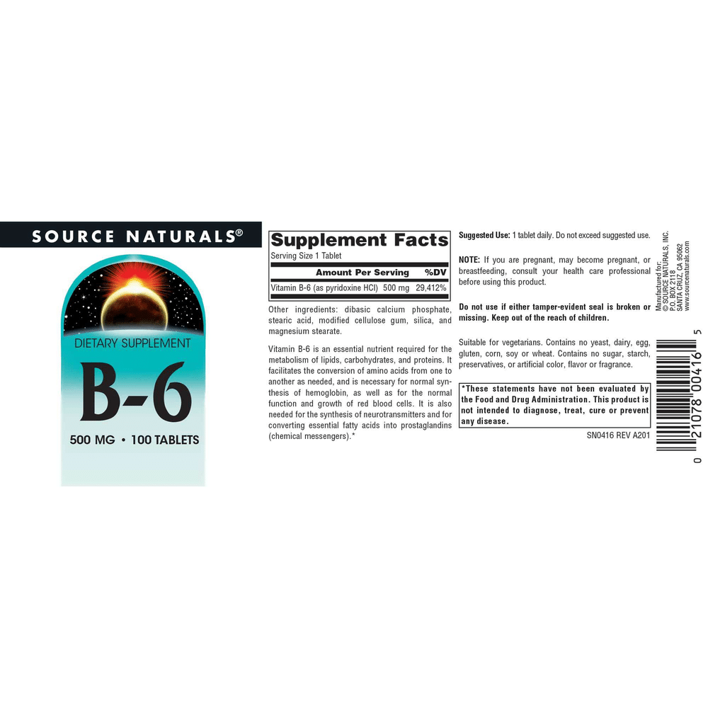 B-6 Immune System Support 500mg - 100 tablets